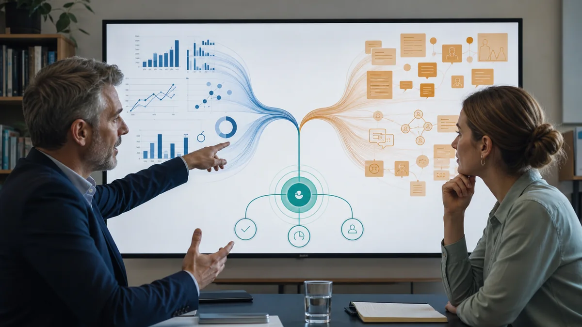 Mixed-Methods-Beratung: quantitative Daten und qualitative Themenstränge werden zu einem gemeinsamen Forschungsdesign verbunden